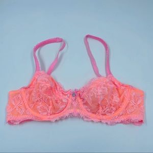 VS BODY BY VICTORIA Pink Lace Unlined Demi Bra Size 36B